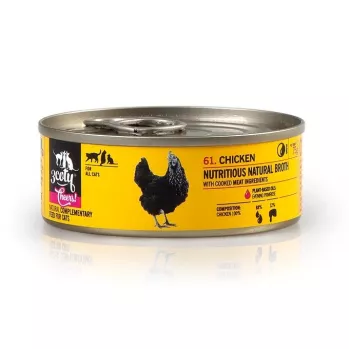 Natte voeding voor katten 3coty Chicken Cheers 75 g — volledig voer voor volwassen katten, eenpersoonsportie, 12% eiwit, 7,5% vet, 80% vocht