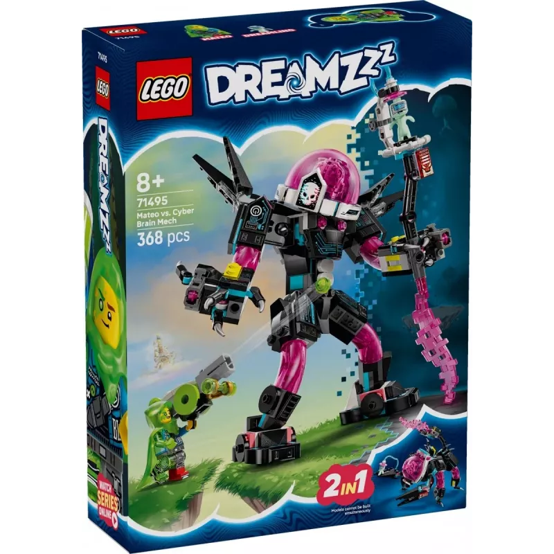 Constructiespeelgoed LEGO 71495 Mateo vs. Cyberbrain Mech – speelset met minifiguren en bouwbare mech