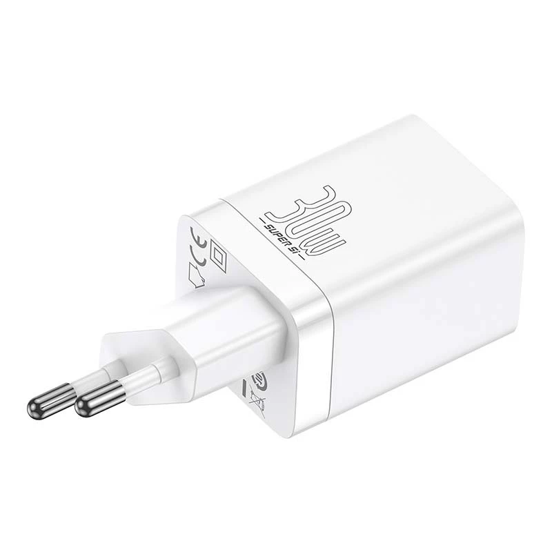 Baseus Super Si Pro snellader USB + USB-C 30W (wit)