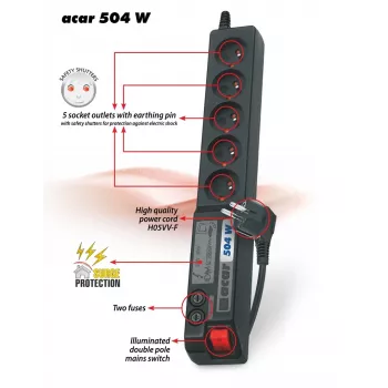 Acar 504WF EMI/RFI-overspanningsbeveiligingsdoos 3m