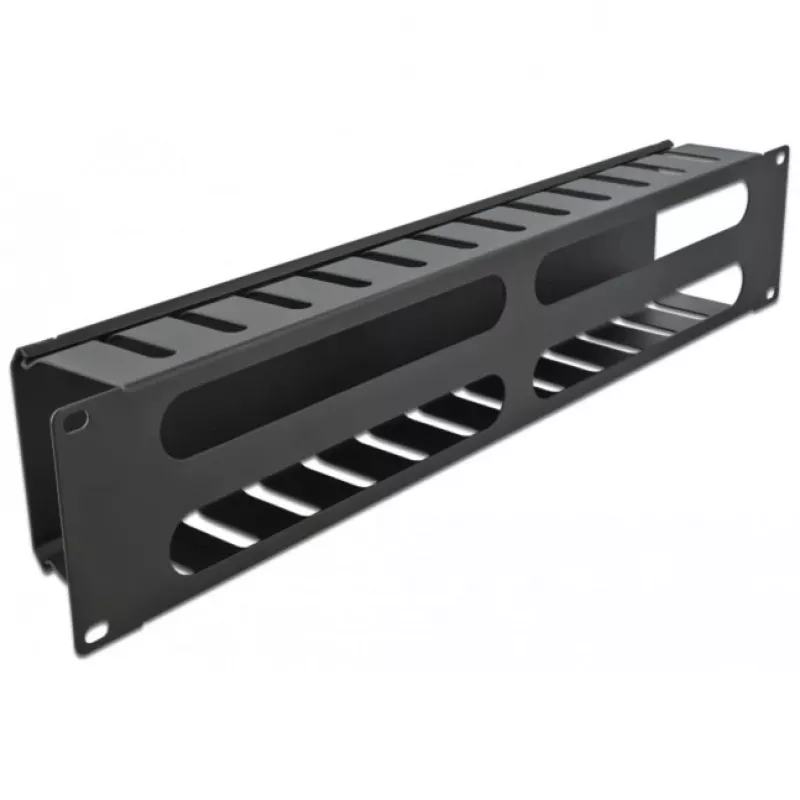 DeLOCK - Kabelgeleidingsplaat voor schakelkast - zwart - 2U - 48,3 cm (19) (66553)