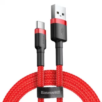 USB-2.0-A-naar-USB-C-kabel Baseus CATKLF-B09 1m QC3.0 nylon gevlochten rood, snel opladen en datasync