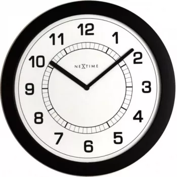 NeXtime klok 3045zw Super Slim, Ø28 cm, wand, zwart