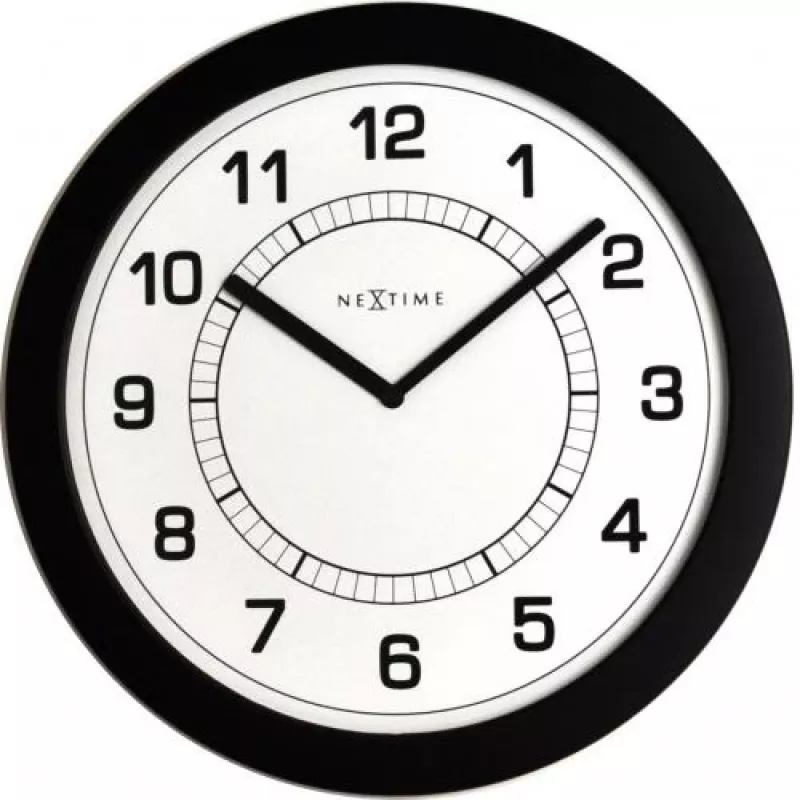 NeXtime klok 3045zw Super Slim, Ø28 cm, wand, zwart