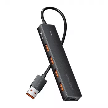 USB 3.2 Gen 2 5-in-1 multiport-hub Vention CHOBB — 5 poorten (4× USB 3.2 Gen 2 Type-A, 1× USB 3.2 Gen 1 Type-A), 0,15 m, ABS, zwart
