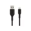 Kabel gevlochten USB-Lightning 1 m zwart