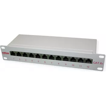 ROTRONIC-SECOMP Roline - patchpaneel - CAT 6a - RJ-45 X 12 - grijs - 1U - 25,4 cm (10)