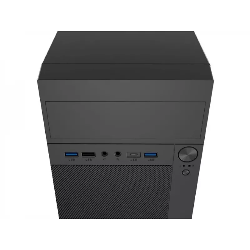 PC-behuizing NATEC Helix Mini Tower zwart — microATX/Mini-ITX, 3×3,5 inch + 5×2,5 inch, 33 cm GPU, USB-C/USB-A aansluitingen