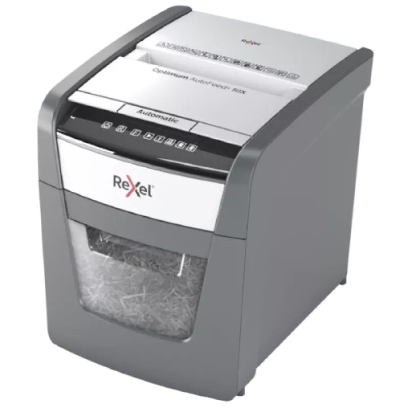 Rexel Optimum AutoFeed+ 50X papierversnipperaar met automatische invoer, deelsnede, P4