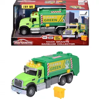 Speelgoedauto Majorette Mack Granite vuilniswagen model 213743007, diecast modelauto
