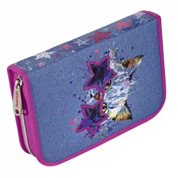 Hama Crazy Cat 00139125 gevulde etui, blauw/roze