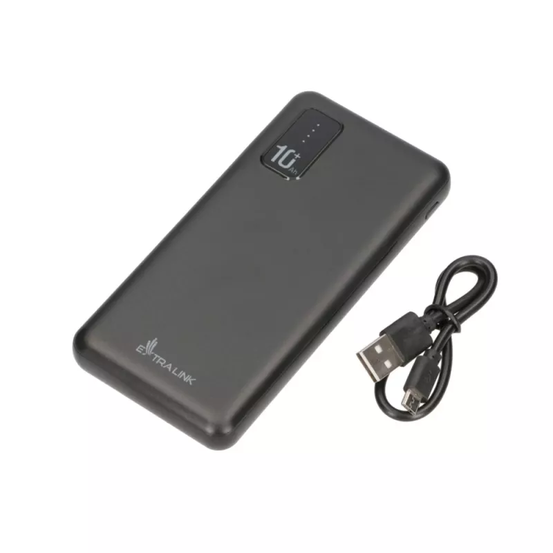 Powerbank Extralink EPB-098B 10000 mAh, LiPo, 2× USB-A + 1× USB-C, zwart