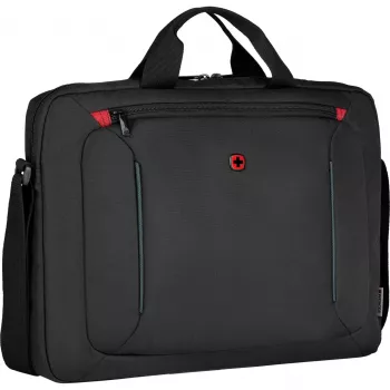 Laptoptas Wenger BQ 16 Slimcase Toploader zwart — geschikt voor 16-inch laptops, toploader-ontwerp, gevoerd vak