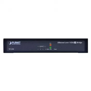 Netwerk-gateway PLANET VC-234 managed 4-poorts Fast Ethernet (10/100) rackmount 1U, DC-ingang, 0,8 Gbit/s switching-capaciteit
