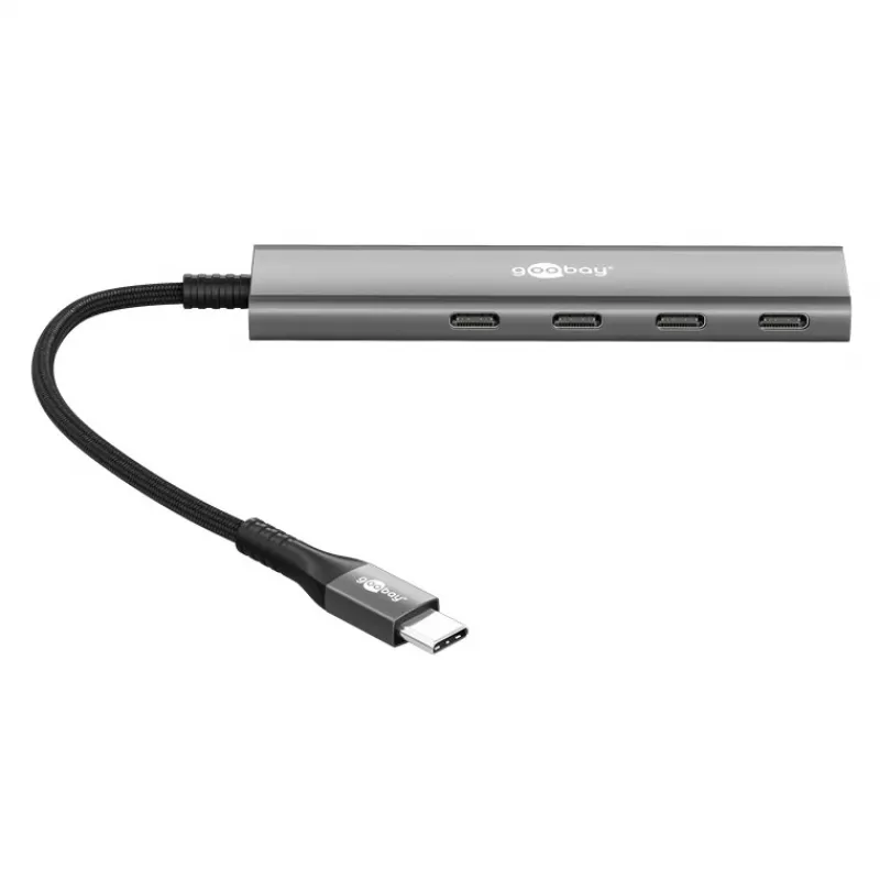 Goobay Slim 4-poorts USB-hub USB-C naar 5 Gbit/s - -stekker> 4x -bus (76564)