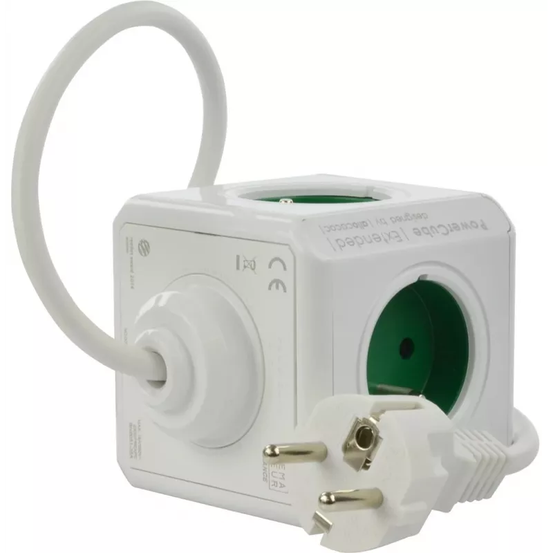 Allocacoc PowerCube Extended type E stekkerdoos 1,5 m 5 AC-stopcontacten binnen groen