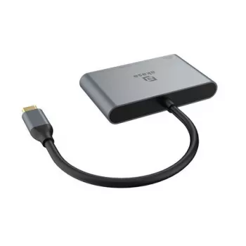 Akasa 4-poorts USB-C USB 3.2 Gen 2 multiport-hub met stekker snellaadpoort - kabel - digitaal/data
