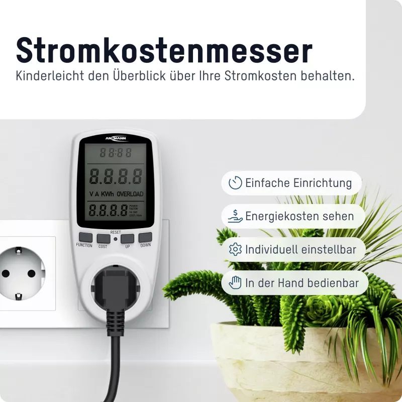 Energiekostenmeter ANSMANN APM2 120-0007 met LCD-display
