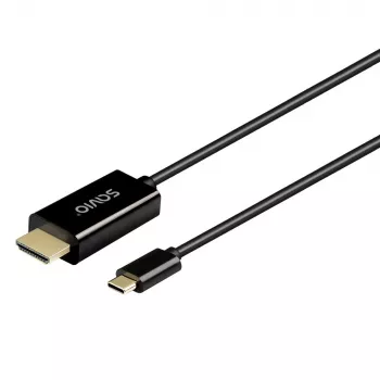 USB-C-kabel SAVIO CL-191 2 m — USB-C naar USB-C, stekker naar stekker, zwart, kunststofommanteling, kopergeleider