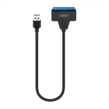 SAVIO SATA naar USB 3.1 Gen 1 interfacekabel AK-68, SATA-bus naar USB-A-stekker, 5 Gbit/s, 0,25 m, zwart