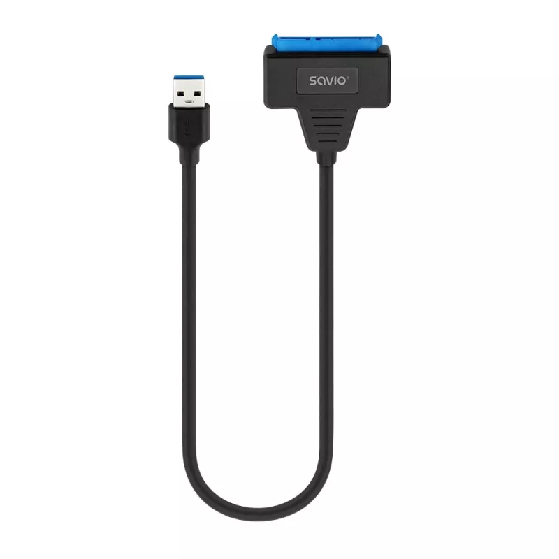 SAVIO SATA naar USB 3.1 Gen 1 interfacekabel AK-68, SATA-bus naar USB-A-stekker, 5 Gbit/s, 0,25 m, zwart