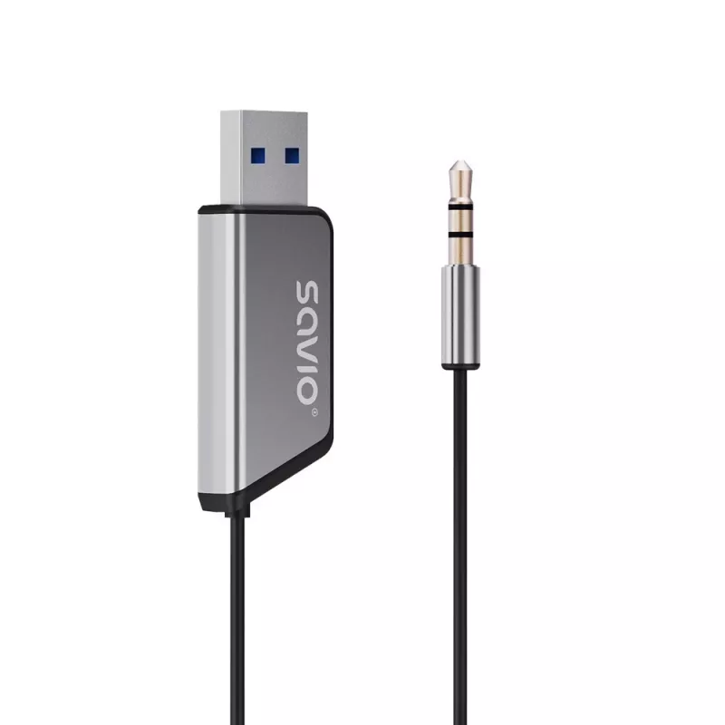 Savio TR-16 transmitter AUX-adapter met handsfree functie, Bluetooth 5.3, Google Assistant/Siri