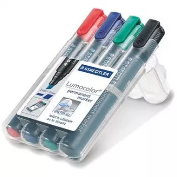 Markeerstift Staedtler Lumocolor 350 WP4 4 stuks zwart blauw groen rood