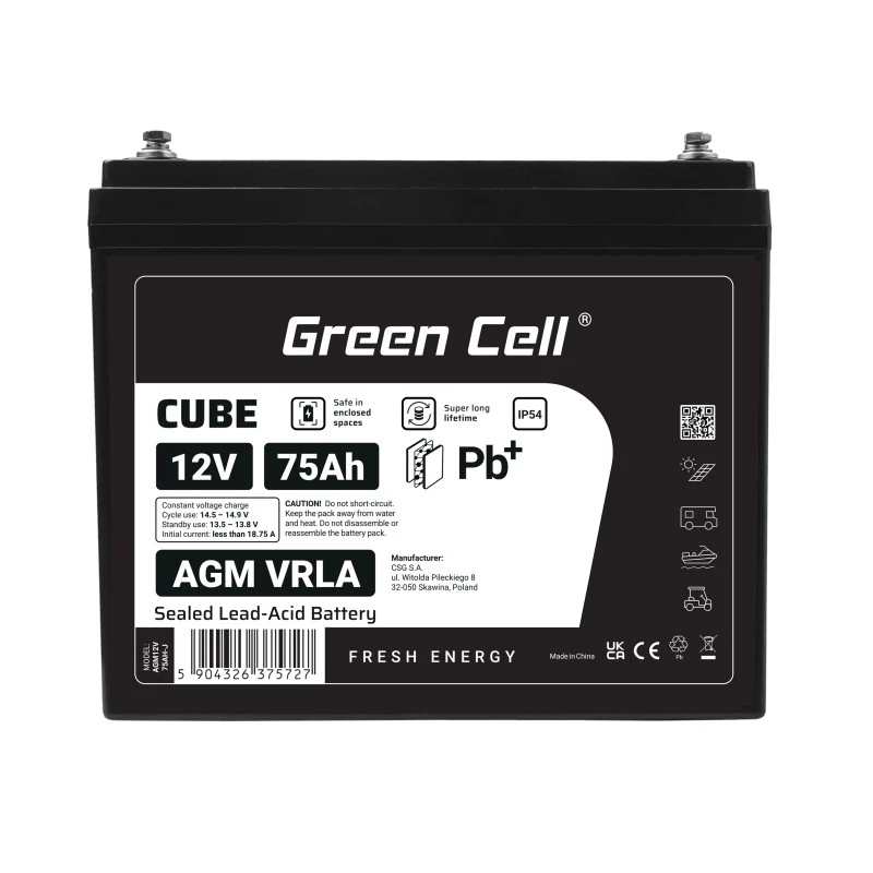 Batterij AGM VRLA 12V 75Ah IP54