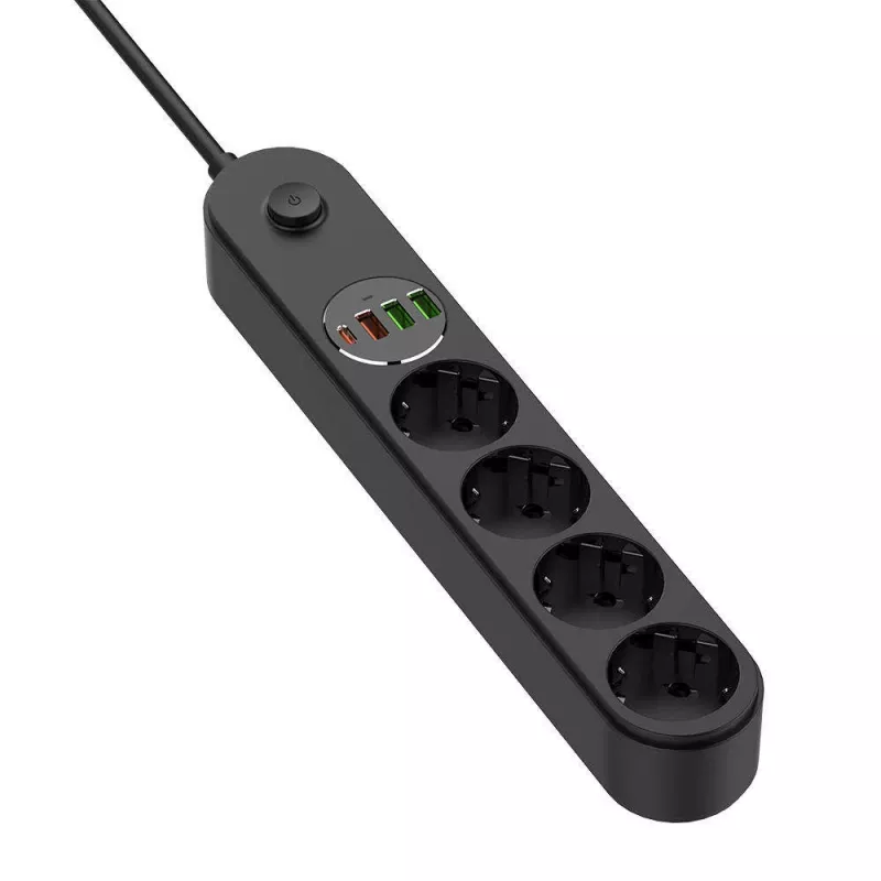 Stekkerdoos ColorWay CW-CHE44PDB — 4 stopcontacten, 2 USB-poorten
