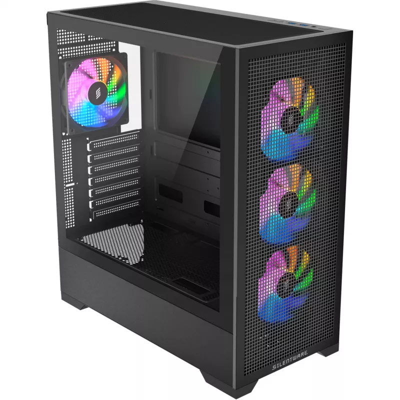 PC-behuizing Silentware Core 100 A-RGB zwart — model CORE100zwart, A-RGB-verlichting, midtower-formfactor