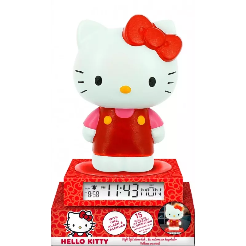 3D-nachtlamp Kids Euroswan HK50198 met Hello Kitty-design en ingebouwde wekker