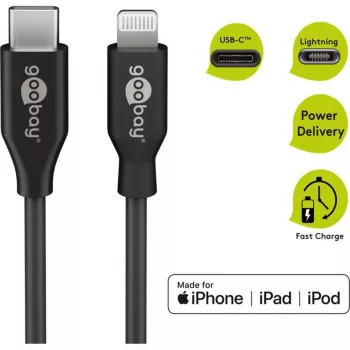 Laad- en synchronisatiekabel Goobay Lightning naar USB-C 0,5 m