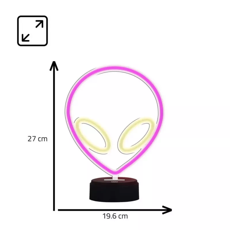 Tafellamp MANTA SNL86PK Style Neon Lights UFO roze – decoratieve neonlamp in roze