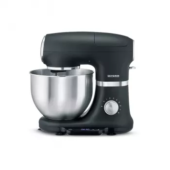 Keukenmachine Severin KM 3898 1000 W 5,5 L zwart geborsteld staal zilver