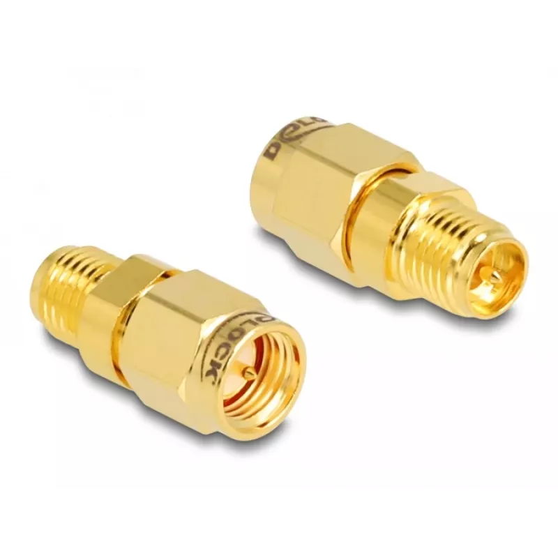 DeLOCK adapter RP-SMA-bus naar SMA-stekker 9 mm diameter 18 mm breedte