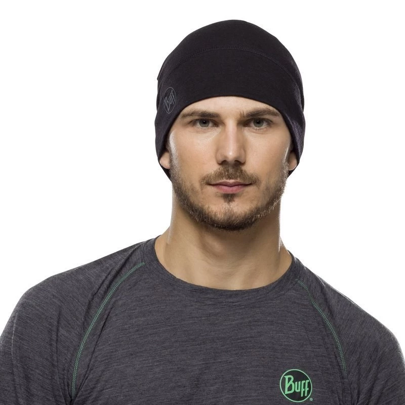 BUFF MERINO LICHTGEWICHT BEANIE SOLID zwart onesize muts standaard
