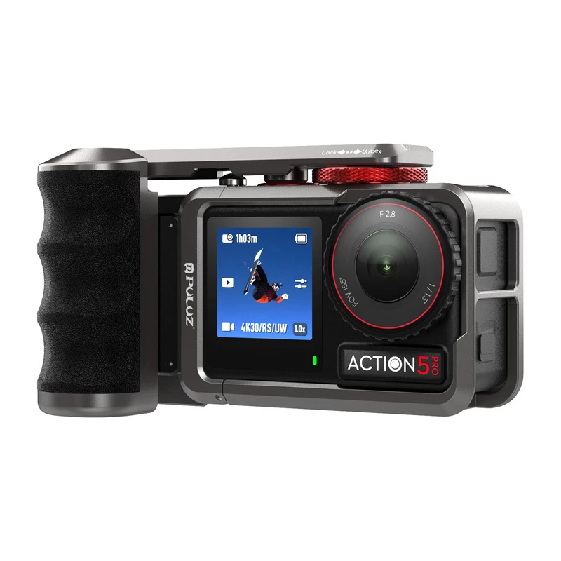 Metalen beschermhoes met Puluz-greep voor DJI Osmo Action 5 Pro / Action 4 / Action 3