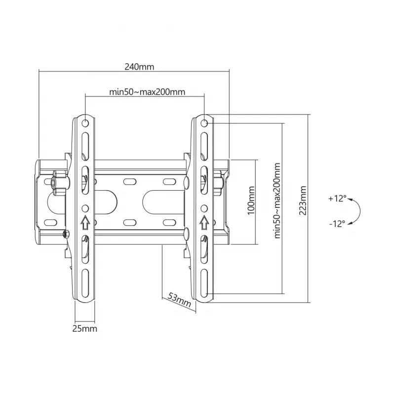 SBOX PLB-2522T-2 kantelbare tv-wandsteun, 23-43 inch, 45 kg, VESA 200x200