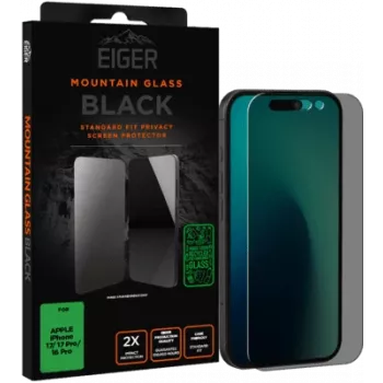 Privacy-displaybescherming van gehard glas Eiger EGMSP00334 voor Apple iPhone 16 Pro / 17 / 17 Pro