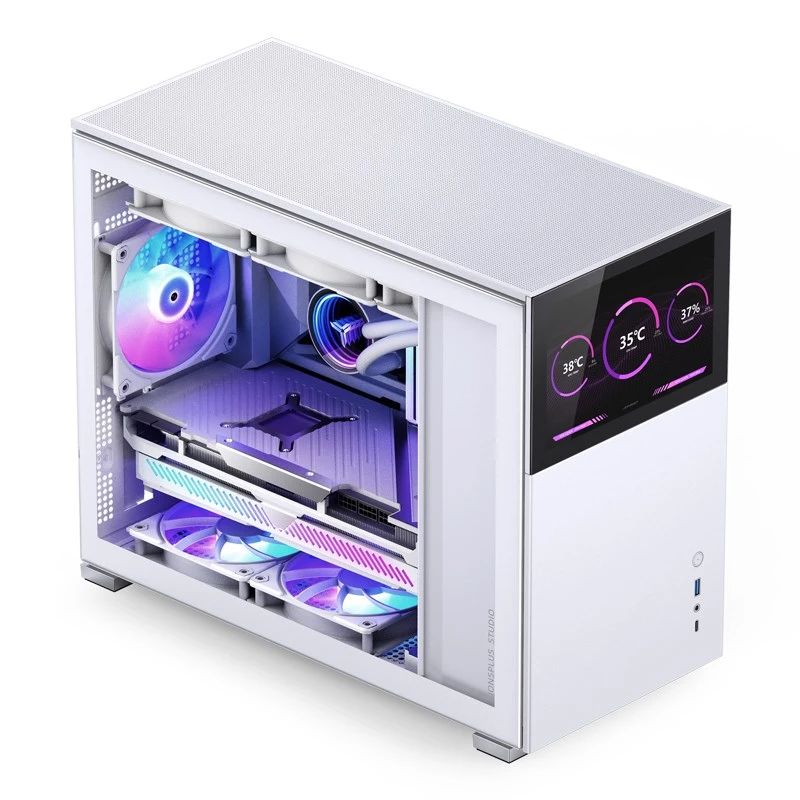 Jonsbo D31 Screen Micro-ATX pc-behuizing, gehard glas, wit