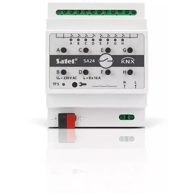 Satel KNX-SA24 KNX-schakelactuator, 8 kanalen, voor DIN-rail