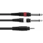Audio-adapterkabel Omnitronic 3,5 mm naar 2×3,5 mm, 3 m, zwart