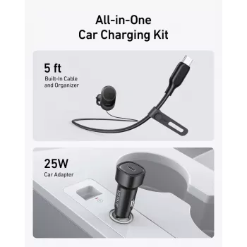 Draadloze magnetische autolader Anker MagGo 15W — magnetisch 15W Qi-snelladen voor smartphones, zwart