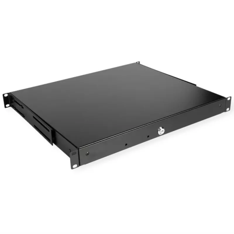 Rack-monteerbare 1U afsluitbare lade ROLINE 19 inch ABS zwart