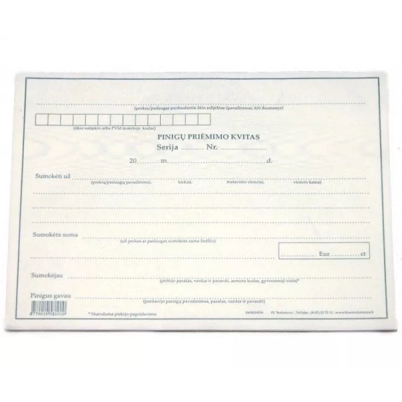 Kasontvangstbewijs, zonder nr., A5, 2x50 0720-059