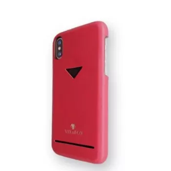 Kaarthouder-achtercover VixFox voor Samsung S9 — robijnrode beschermhoes met kaarthouder