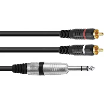 Stereo-adapterkabel Omnitronic 2x RCA (cinch) naar 2x RCA, 1,5 m lengte, model 30225223