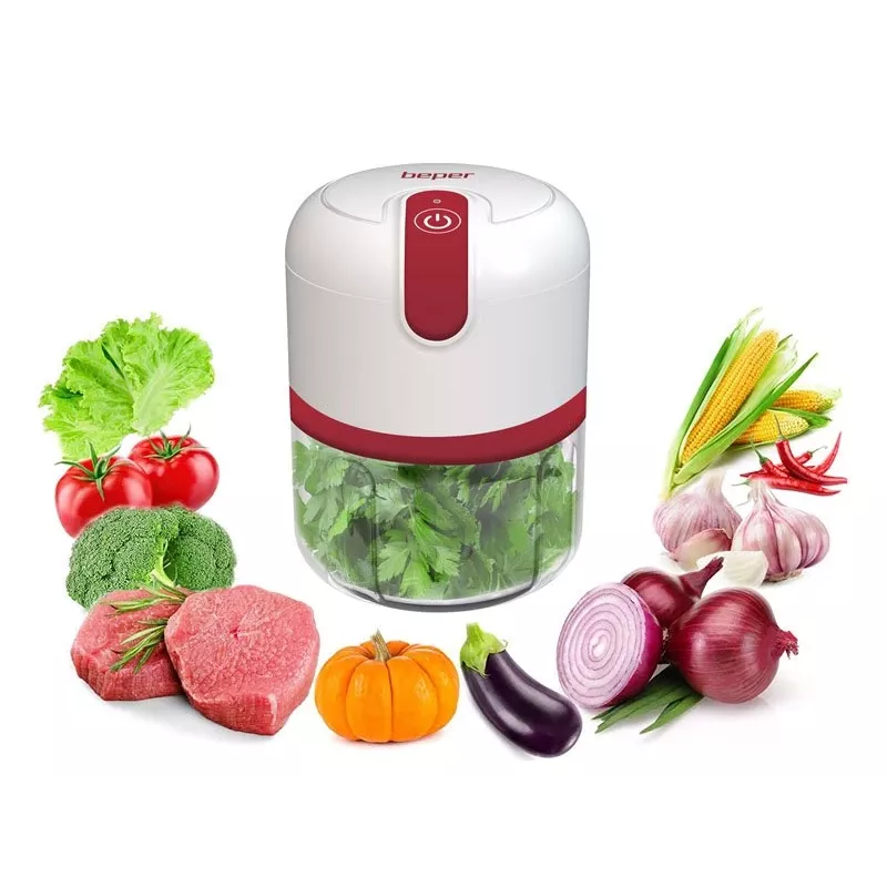 Beper P102ROB050 oplaadbare USB-hakmolen, 0,25 L, 30 W, wit/rood