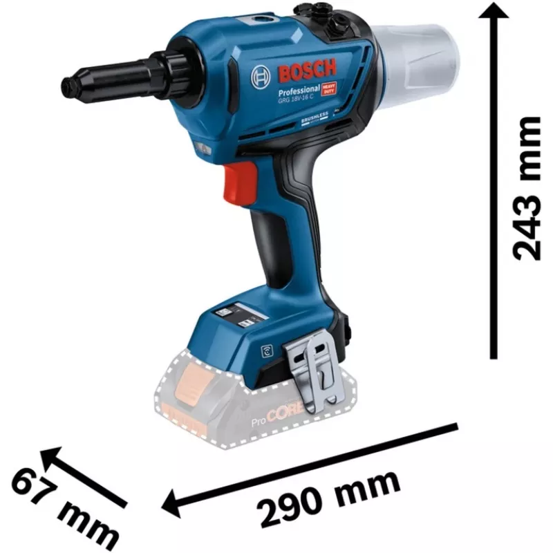 Bosch 0 601 9K5 001 power rivet tool zwart, groen 3,2,4,4,8,5,0,5,6 mm 16000 kN