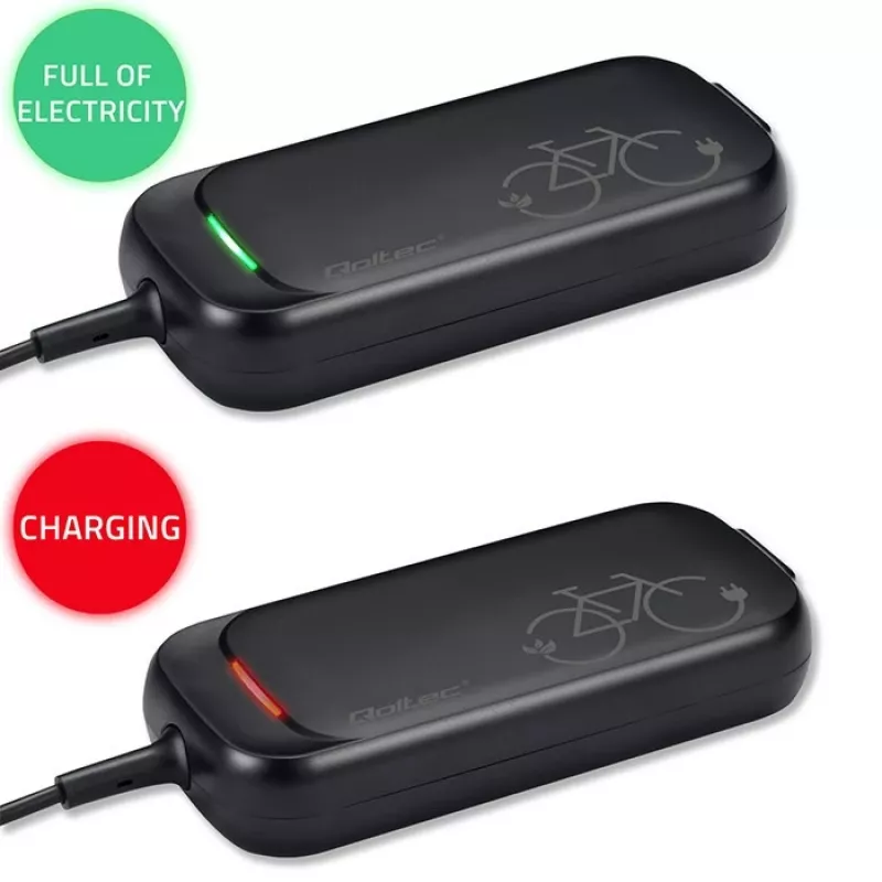 Qoltec snellader voor 36V elektrische scooter en e-bike | 42V | 2A | 5,5*2,5 | waterdicht + netsnoer